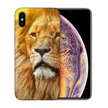 iPhone XS soft case med mønsterprint - Brun Løve Brown