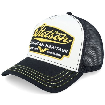 Stetson - Vit trucker Keps - Big Size American Heritage White/Black A-Frame Trucker @ Hatstore