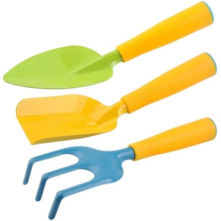 Hageverktøysett for barn, hageredskaper for barn i aluminium med sklisikkert ergonomisk håndtak, inkludert barnespade, rive, murskje som en beste 