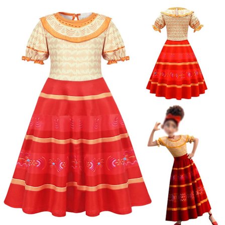 Kids Disney Encanto Princess Dress, Madrigal Cosplay Costume For Girls Ages 3 And Up