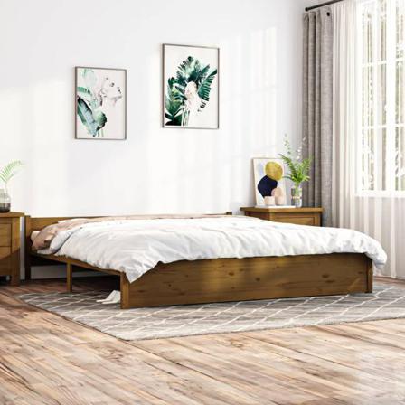 Vidaxl Sängram Honungsbrun Massivt Trä 180x200 Cm Brun