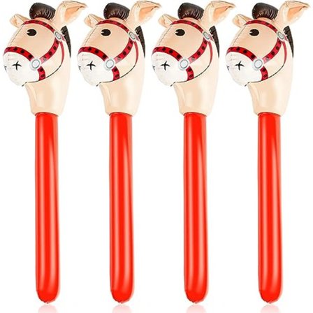 4 stk oppblåsbare hestehode-pinner