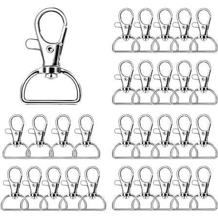 30 stk. nøgleringe, metalpolerede nøgleringkroge aftagelige