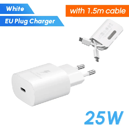 Samsung 25W Supersnabbladdare PD Typ C EU US Adapter Galaxy S25 S24 S23 S22 A56 A55 A26 A05s A54 A16 Z Fold Z Flip 6