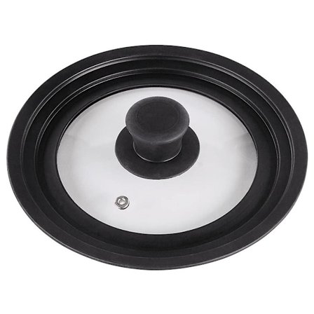 Universallock för grytor, stekpannor och stekpannor - Härdat glas med värmebeständig silikonkant passar 16-18-20 cm diameter kokkärl"