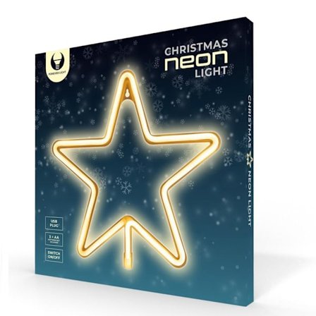 Neon LED CHRISTMAS PENTASTAR batteri + USB Forever Light