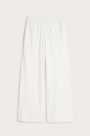 Kappahl | Brodeeratut housut | Valkoinen