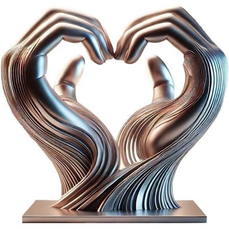 Hjerte Dekoration med Hænder, Akryl Hjerte Statue, Kreativ Bordpynt, Sølv Hjerteformet Hænder Skulptur til Hylde Sofabord Soveværelse (Sølv)