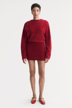 Soft Goat - Mini Skirt - M - Lipstick Red
