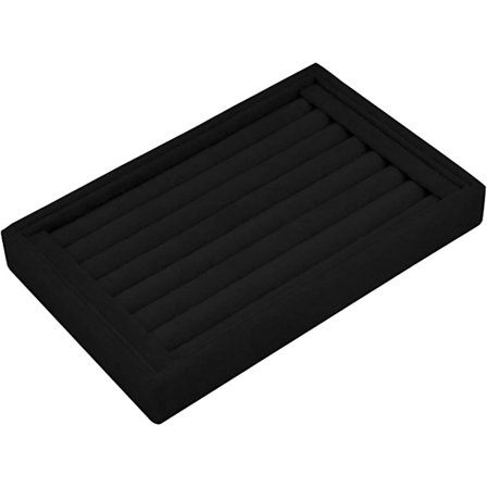 7 Slots Smykker Tilbehør Display Opbevaringsboks Etui Fløjl Ring Vitrine Holder Øreringe Sæt Bakke Organiser - 22.5 * 14.5 * 3cm