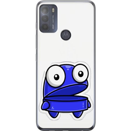 Kompatibel Mobilcover til Motorola Motorola Moto G50 Blå tegneseriefigur med åbent udtryk og store øjne i sjov illustration