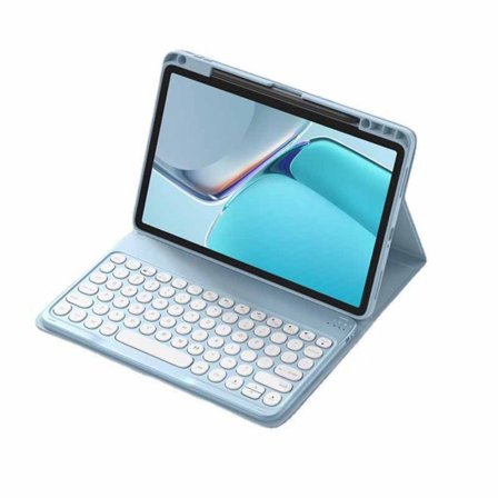 Mist Blue Rund Tangentbord med Magnetiskt Bluetooth-fodral Kompatibelt med iPad Pro (M4) 11-tum 2024