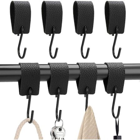 8 st Multifunktionella S-krokar i Läder för Kontor, Läderkrok, Badrum