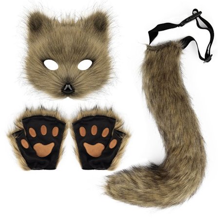 Therian Paws Furry Maske & Hale Sæt Flickig Kattemasker Halloweenfest Kostume