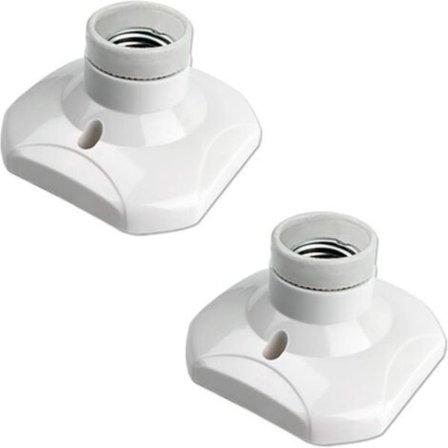 E27 taklampe sokkelskrue for innendørs vegglampe, AC 230V, holder for E27 LED-pære, plastbase E27 base for garasjeverksted tak, 2-pakning