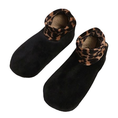 Leopardmønstrede termostrømper til kvinder, skridsikre grebssåler, gulvstrømper, tykke fleeceforede tøffelstrømper til koldt vejr B