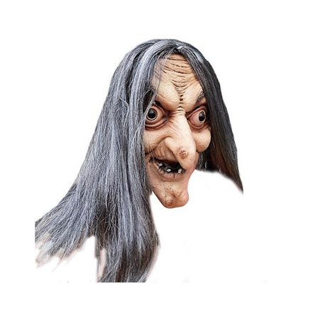 Scary Old Witch Mask Latex Med Hår Halloween Grimace Party Kostume Cosplay Masker Rekvisitter