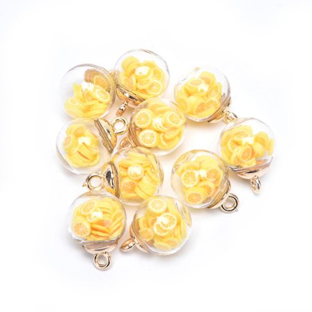 10st kristallglaskula berlocker med skivad frukt hängde Kiwi Fruit