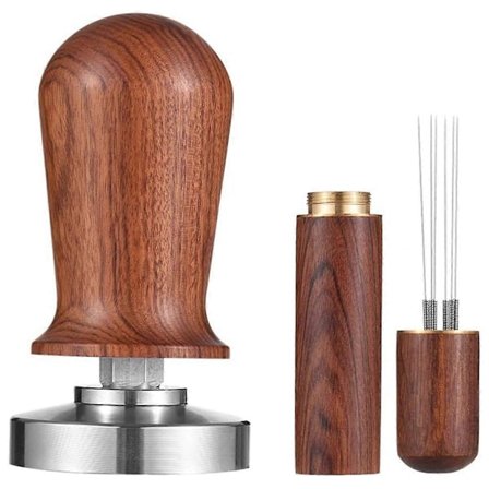 58mm Espresso Tamper og Rører Sett Kaffe Kalibrert Tamper Trehåndtak Press og WDT Verktøy Tilbehør
