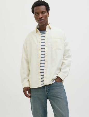 Jack & Jones Jorsantorini Denim Shirt Ls Sn - Cream - XL