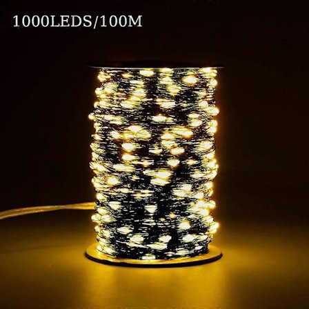 100m 1000 Lediä 8 Tilaa IP44 Vedenpitävä Kuparilanka Valosarja Ulkokoristelu-