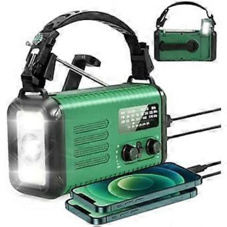 20000mAh Nød-solcelle radio med håndsveiv, NOAA Værvarslingsradio & USB-lader - Bærbar Powerbank, LED-lommelykt