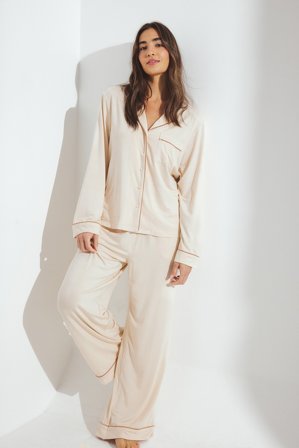 NA-KD Soft Pyjama Pants - Nattøj - Beige - L
