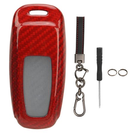 Hiilikuitu Alumiiniseos Avaimenperäkotelo Mukava Kosketus Haalistumaton Audi A4 A5 S5 B8 2012–2016 Punainen