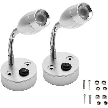 12V LED-lys for bobil, veggmontert spotleselys for bil, campingvogn, båt, interiørlys, bobillampe med bryter, kaldt hvitt