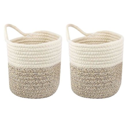 Väggkorg i vävd bomull, liten hängande korg för lantlig väggdekoration, hängande förvaringskorgar