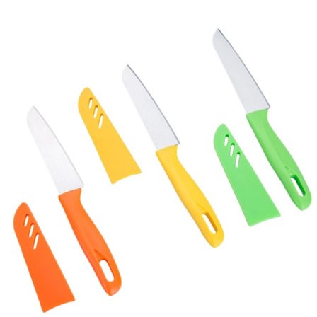 Ultra Sharp Versatile Kitchen Knives, 3-Piece Set with PP Plastic Handle, Rounded Ends for Safety, Non-Toxic and Eco-Friendly