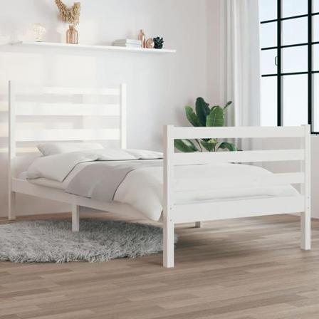 Vidaxl Sängram Massiv Furu 100x200 Cm Vit Vit