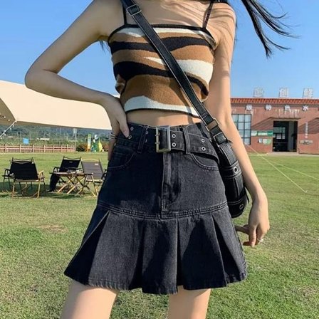 Minikjol Denimkjol SVART L--55 TILL 60KG