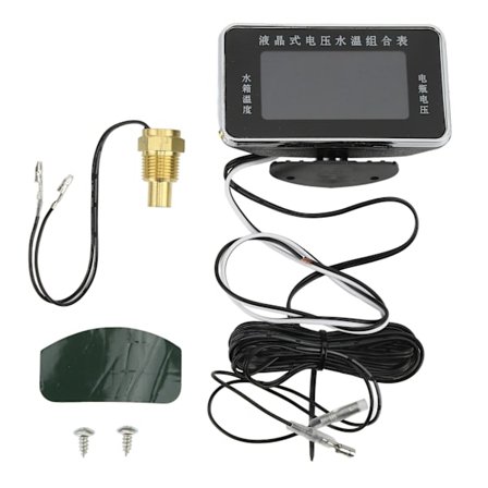 2 i 1 Vattentemperaturmätare Voltmeter LCD Digital 9-36V Universal Bil Husbil Båt Yacht