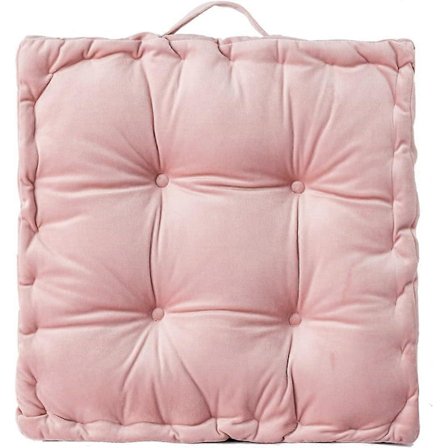 Golvkudde, Fyrkantig Enfärgad Sammets Sittdyna med Handtag Tjockare Kudde (15" x15" x3.15", Ljusrosa)