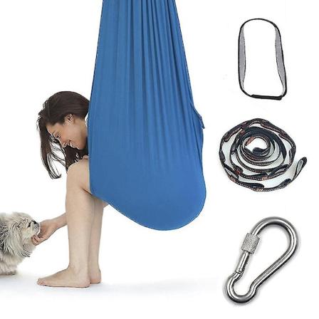 2023 Nyt Aerial Yoga Swing Sæt & Hængekøje Kit til Fleksibilitet & Smertelindring-WELLNGS Light blue 100*280CM