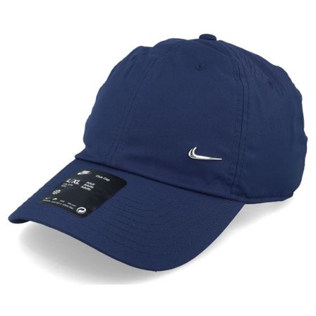 Nike - Blå unconstructed Keps - Dri-Fit Club Cap Metalswoosh NavyDad Cap @ Hatstore