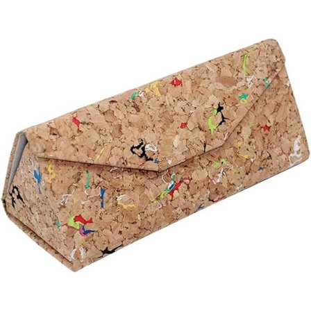 Vegansk brilleetui af kork, hårdt foldbart trekantet solbrilleetui til briller og solbriller, miljøvenlig vegansk gave