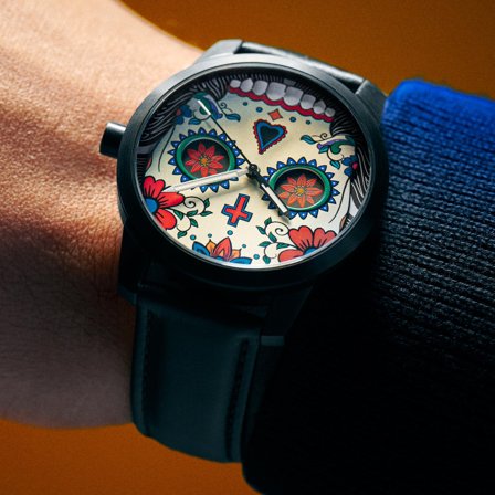 Todos | Reloj del Día de Muertos con calavera de colores para hombres - Relojes de pulsera