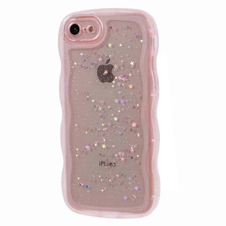 JTW-serien Skal för iPhone 7/8/SE (2020)/SE (2022) Glitterstjärnor Vågig Kant TPU-skydd Multicolor Stil D