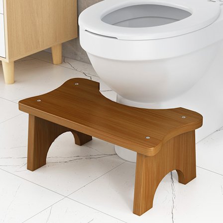 Toiletstol, Bambus Toiletstol, Robust C-formet Toiletstol, Skridsikker Toiletstol