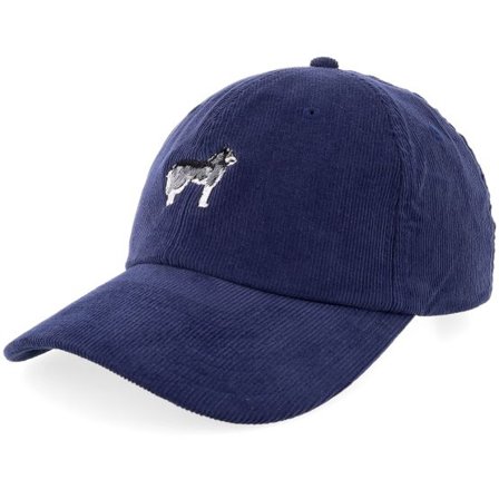 Iconic - Blå unconstructed Keps - Siberian Husky Dog Heritage Cord Oxford Navy Dad Cap @ Hatstore