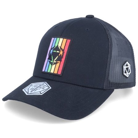 Critiql Hit - Svart trucker Caps - Rainbow D20 Patch Black Trucker @ Hatstore