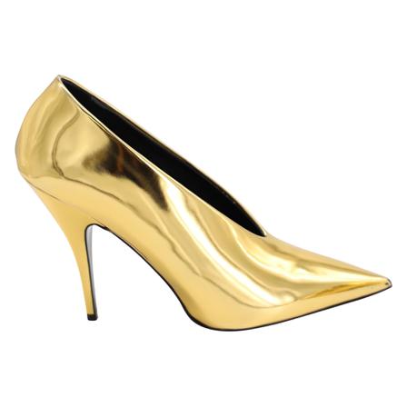 Stella McCartney Pre-owned Stella McCartney Pointed Toe Pumps in Gold Faux Patent Leather gul, Dam Vintage Skor, Dam, Storlek: 39 EU