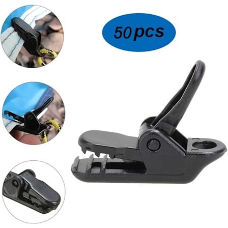 50 stk. Plastikclips til telt, presenningclips, markiseclips, tilbehør til campingaktiviteter