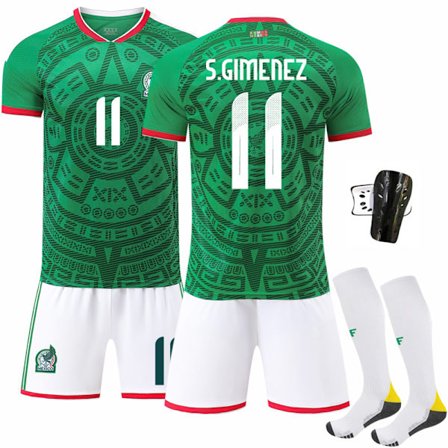 2025–2026 Mexico VM Hjemme Barn Voksen Fotballdrakt Sett Nr.14 Nr.16 Nr.9 Raúl Nr.22 Lozano Grønn