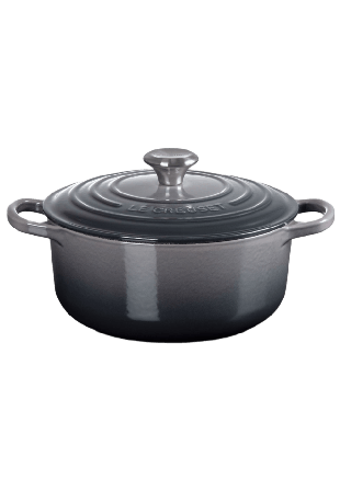 Le Creuset Signature Gjutjärn Rund Gryta 20cm Flint 2,4L Gjutjärnsgrytor Unisex Grå 20 CM