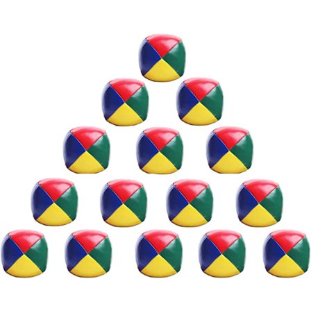 15-pak boll-sæt, bolde til kastning for børn, cirkusklovn farvede jongleringsbolde