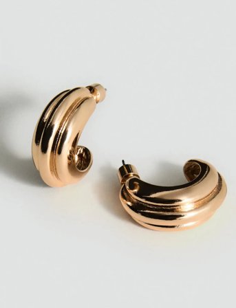Mango Embossed Hoop Earrings - Gold - ONE SIZE