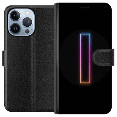 Kompatibel Tegnebogsetui til Apple Apple iPhone 13 Pro Minimalistisk neonbogstav I i regnbuefarver mod mørk baggrund